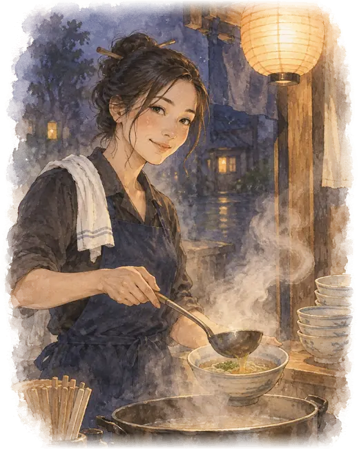 水彩肖像：温 · 巷尾面摊
