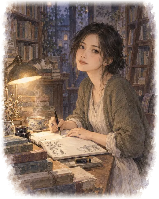水彩肖像：遇 · 旧书店